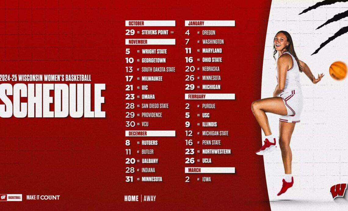 Wisconsin women's basketball releases complete 2024-25 schedule